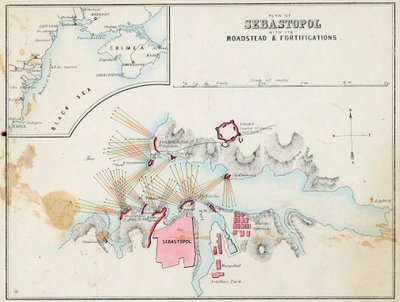 Plan de Sébastopol avec les fortifications et remparts, Crimée - Unknown