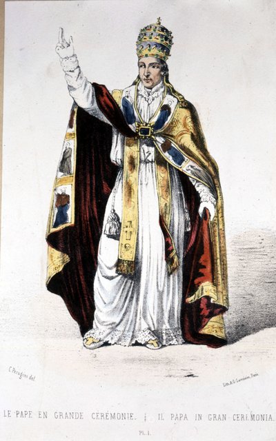 Le Pape Pie IX en grande tenue de cérémonie - gravure - Unknown artist