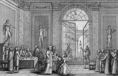 Le pape Pie VI reçoit deux filles de Louis XV (gravure) - Unknown artist