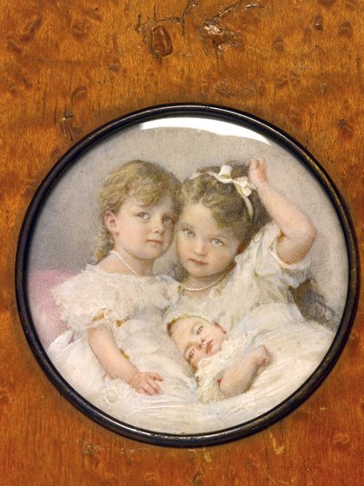 Portrait miniature des Grandes Duchesses Olga (1895-1918), Tatiana (1897-1918) et Maria (1899-1918) de Russie, vers 1900 (miniature) - Unknown Artist