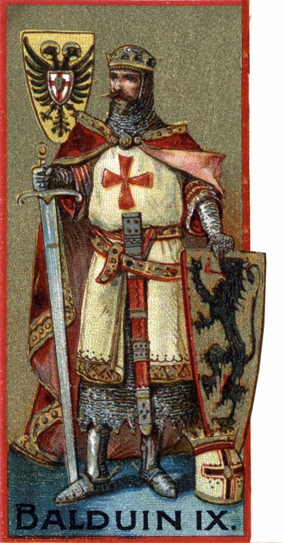 Portrait de Baudouin IX (Baudouin IX de Flandre) ou (Baudouin VI de Hainaut) connu sous le nom de Baudouin de Constantinople, empereur de Constantinople de 1204 à 1205 sous le nom de Baudouin Ier. Chromo de la fin du XIXe siècle. - Unknown artist
