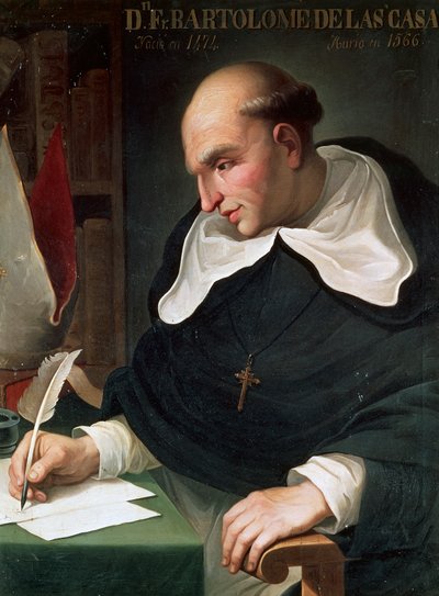 Portrait de Bartolomé de Las Casas, évêque catholique espagnol engagé dans la défense des populations indigènes du Nouveau Monde - Unknown artist