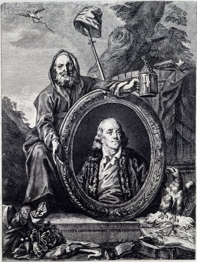 Portrait de Benjamin Franklin (1706 - 1790), homme politique américain, mémorialiste, pamphlétaire et physicien - Unknown artist