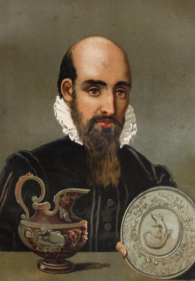 Portrait de Bernard Palissy (1510 - 1589). Chromolithographie de la fin du XIXe siècle. d