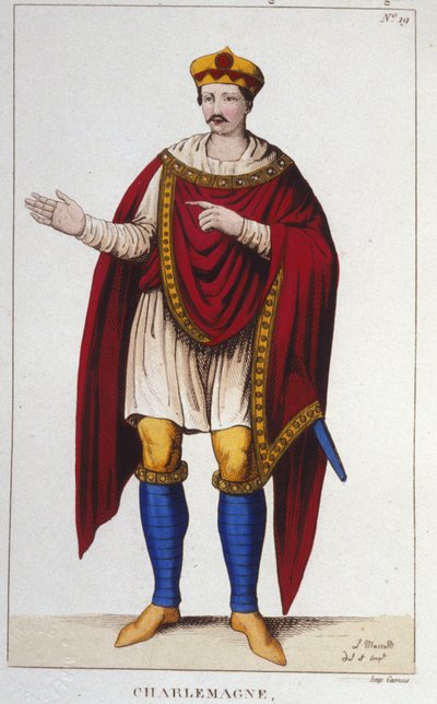 Portrait de Charlemagne ou Charles Ier le Grand (742 - 814) roi des Francs (gravure de 1830) - Unknown artist
