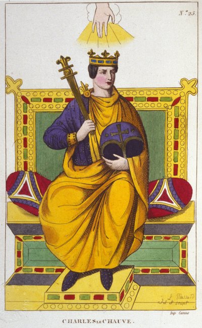 Portrait de Charles II le Chauve (823-877), roi de France gravure de 1830 - Unknown artist
