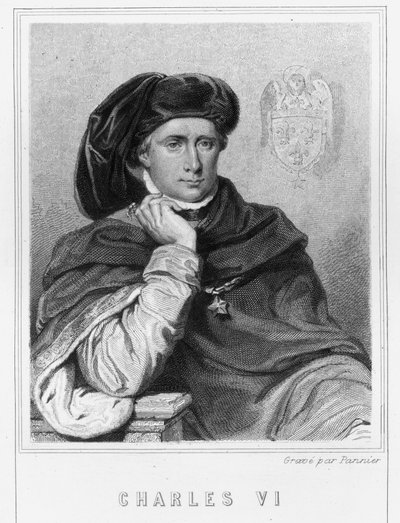 Portrait de Charles VI le Bien-Aimé ou le Fou (1368 - 1422), Roi de France - dans « Histoire des Français » par Lavallée, gravure, sd. - Unknown artist