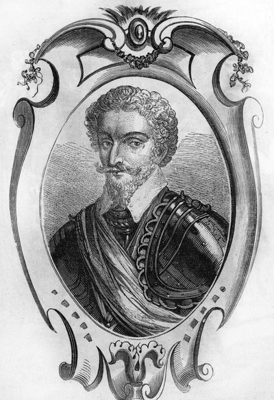 Portrait de Charles de Gontaut, baron puis duc de Biron (1562-1602), maréchal de France. Gravure de 1866 - Unknown artist