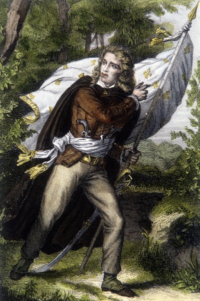 Portrait du chef chouan Jacques Cathelineau (1759-1793) portant la bannière avec des fleurs de lys - Unknown artist