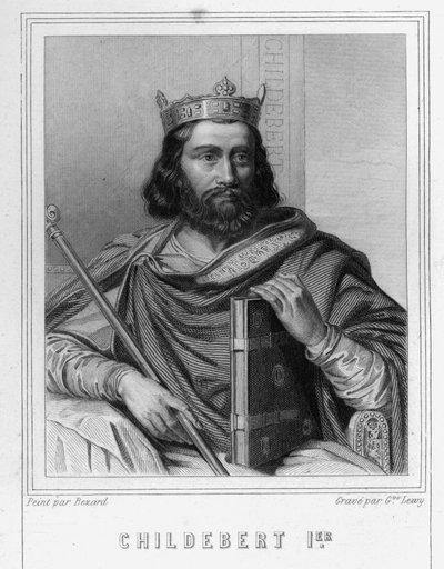 Portrait de Childebert I (v. 495 - 558), roi de Paris - dans « Histoire des Français » par Lavallée, gravure, sd - Unknown artist