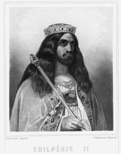 Portrait de Childéric III (v. 670 - 721), Roi de Neustrie - dans « Histoire des Français » par Lavallée, gravure, sd. - Unknown artist