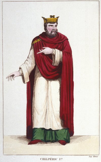 Portrait de Chilpéric Ier (539 - 584), Roi de Neustrie gravure de 1830 - Unknown artist