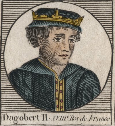 Portrait de Dagobert II, roi des Francs de 711 à 716 - gravure de «Instruction sur l