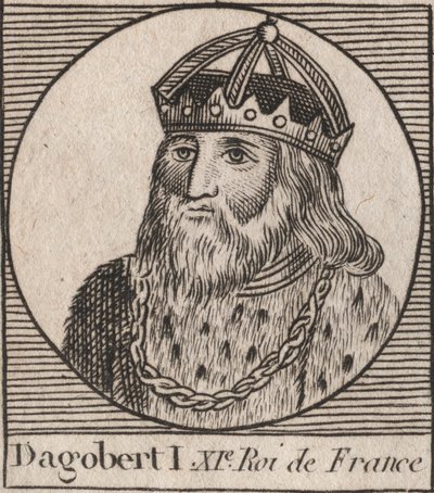 Portrait de Dagobert, roi des Francs de 628 à 638 - Dagobert (605-639) roi des Francs - gravure de « Instruction sur l