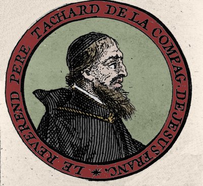Portrait du Père Guy Tachard, missionnaire en Siam en 1685. Gravure d