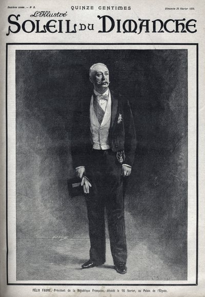 Portrait de Félix Faure (1841-1899), président de la République française publié lors de sa mort le 16 février au Palais de l