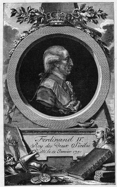 Portrait de Ferdinand Ier des Deux-Siciles (ou Ferdinand IV de Naples) (1751-1825) - Gravure du 19ème siècle - Unknown artist