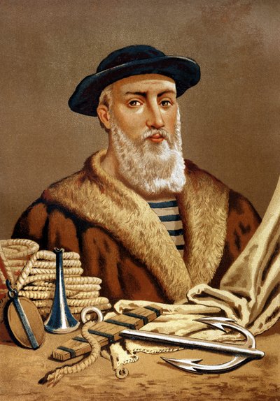 Portrait de Fernand de Magellan, navigateur portugais (1480-1521). de « Hombres y Mujeres célebres ». Barcelone 1877 - Unknown artist