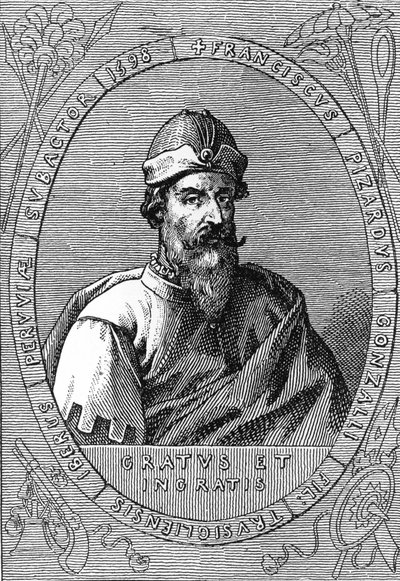 Portrait de Francisco Pizarro (en fr. François Pizarre) - Unknown artist