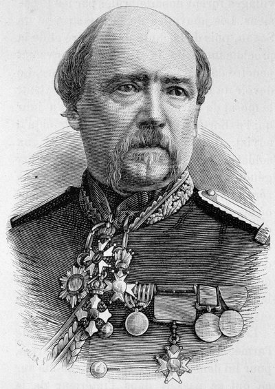 Portrait du général Coffinières. Gravure de la fin du 19ème siècle dans « Histoire de France » de H. Martin - Unknown artist