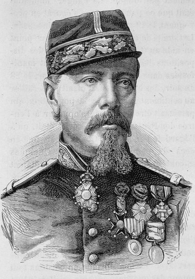 Portrait du Général Lecomte fusillé par les insurgés en 1871. Gravure de la fin du 19ème siècle dans "Histoire de France" par H. Martin - Unknown artist