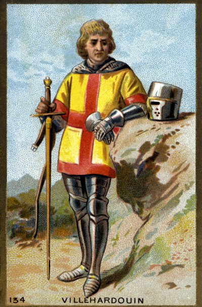 Portrait de Geoffroi de Villehardouin (1150 - 1213). Chromolithographie de la fin du 19ème siècle - Unknown artist