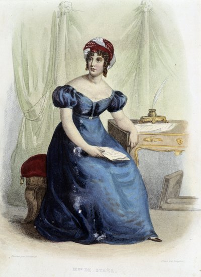 Portrait de Germaine Necker, baronne de Staël-Holstein dite Madame de Staël (1766-1817) - dans « Le Plutarque Français », ed. Mennechet - Unknown artist