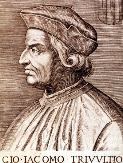 Portrait de Giangiacomo Trivulzio (Maréchal Trivulce) Marquis de Vigevano en français Trivulce. Maréchal de France (1448 à 1518). Gravure du XVIIe siècle - Unknown artist