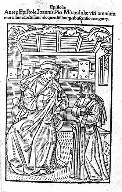 Portrait de Giovanni Pico della Mirandola. Page de titre de « Epistole auree » - Unknown artist