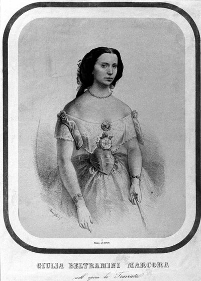 Portrait de Giulia Beltramini Marcora dans « La traviata » de Giuseppe Verdi. Lithographie de la fin du 19ème siècle - Unknown artist
