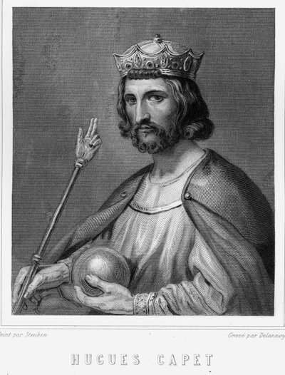 Portrait de Hugues I Capet (v. 941 - 996), duc de France puis roi de France - dans «Histoire des Français» de Lavallée, gravure, sd - Unknown artist