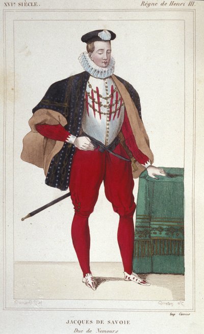 Portrait de Jacques de Savoie Nemours (1531-1585), comte de Genève et duc de Nemours de 1533 à 1585. Gravure de 1830 - Unknown artist