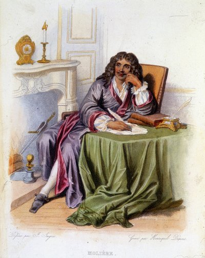 Portrait de Jean-Baptiste Poquelin dit Molière, dramaturge et acteur français (1622-1673) - dans "Le Plutarque français", éd. Mennechet - Unknown artist