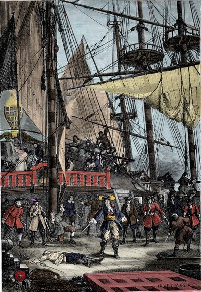 Portrait de Jean Bart (1650 - 1702), corsaire français tuant le capitaine néerlandais du Neptune de sa main - Unknown artist