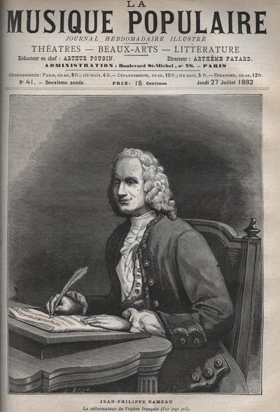 Portrait de Jean-Philippe Rameau (1683-1764), compositeur français - gravure dans « La musique populaire » journal hebdomadaire illustré - 1882 - Unknown artist