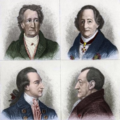Portrait de Johan Wolfgang Goethe (1749 - 1832), écrivain allemand, à différents âges de sa vie. Gravure du XIXe siècle. - Unknown artist