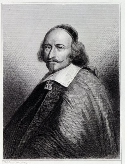 Portrait de Jules Mazarin (Giulio Raimondo Mazzarino ou Mazarino) (1602-1661), Cardinal et homme politique français - dans “Histoire des Français” par Lavallée, gravure - Unknown artist