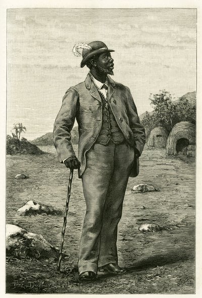 Portrait du roi Sepopo du Zambèze (actuelle Afrique du Sud), vêtu à l