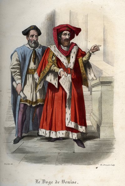 Portrait de Leonardo Loredan (Loredano) (1436-1521), doge de la République de Venise. Gravure de 1842 dans « Histoire des papes » par Maurice Lachatre. Collection privée. - Unknown artist