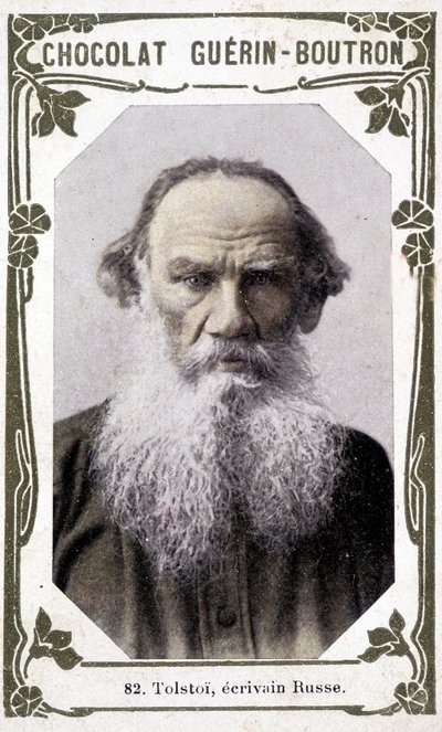 Portrait de Lev Nikolaïevitch, comte Tolstoï (Léon Tolstoï), écrivain russe (1828-1910). Vignette des chocolats Guérin-Boutron - Unknown artist