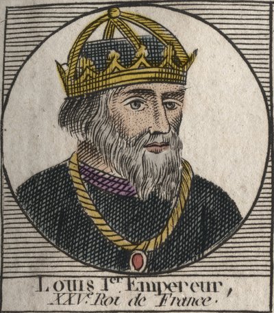 Portrait de Louis Ier le Pieux (778-840) Roi de France, Empereur romain germanique - gravure dans « Instruction sur l