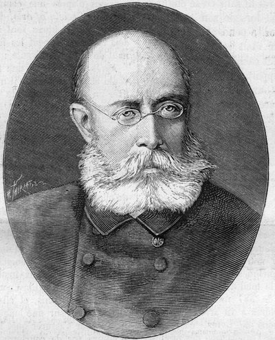 Portrait de Louis Léon César Faidherbe (général Faidherbe) (1818-1889), soldat et homme politique français. Gravure dans « La Nature. Revue des sciences et de ses applications aux arts et à l