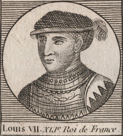 Portrait de Louis VII dit le Jeune (1120-1180), Roi des Francs de 1137 à 1180 - Louis VII (appelé le Jeune), roi des Francs - gravure de "Instruction sur l