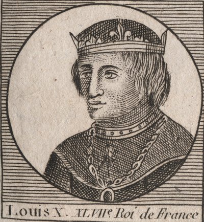 Portrait de Louis X le Hutin (1289-1316), roi de France - gravure de « Instruction sur l