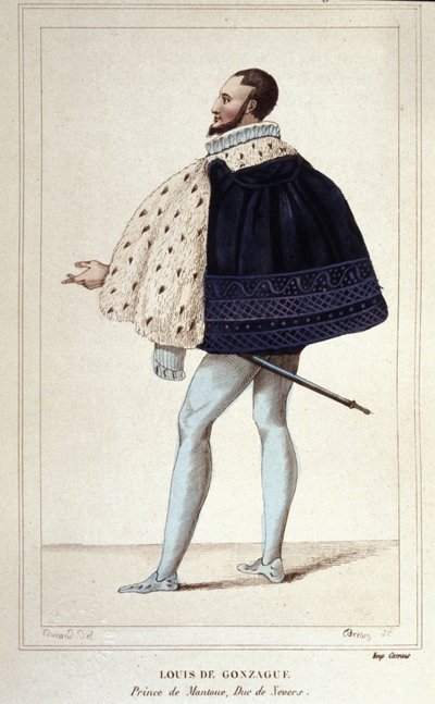 Portrait de Louis de Gonzague, duc de Mantoue, devenu par son mariage en 1565 avec Henriette de Clèves, le nouveau duc de Nevers. Gravure de 1830 - Unknown artist