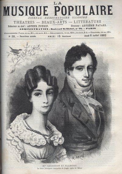 Portrait de Madame Gavaudan et Elleviou. Alexandrine Marie Agathe Gavaudan Ducamel (Alexandrine-Marie-Agathe Gavaudan-Ducamel) (1781-1850), et Jean Elleviou (1769-1842), chanteur, comédien et librettiste français, sont les deux principaux interprètes de Jo - Unknown artist