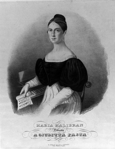 Portrait de Maria Garcia dite la Malibran (1808-1836), chanteuse, gravure dédiée à Giuditta Pasta - Unknown artist
