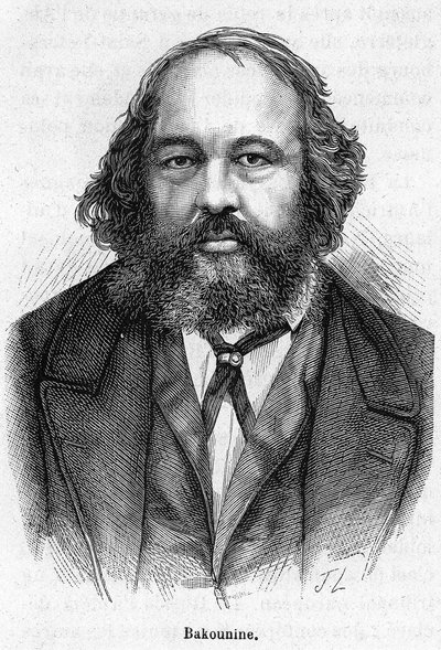 Portrait de Mikhaïl Aleksandrovitch Bakounine (1814 - 1876), révolutionnaire anarchiste russe. Gravure du 19ème siècle - Unknown artist