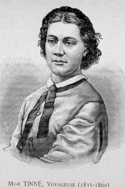Portrait de Miss Tinné, voyageuse (1835 - 1869) - gravure du XIXe siècle - Unknown artist