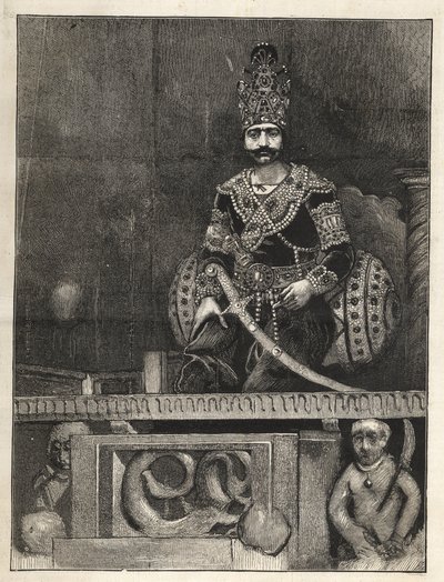 Portrait de Nasser Ed Din (1831-1896), Shah de Perse (Iran). Aussi appelé Nasseredin Shah, Nasserer-al-Din Shah Qajar, Nasser al-Din Shah Qajar, Nassiruddin Shah - (1831-1896) - 1873 - Unknown artist